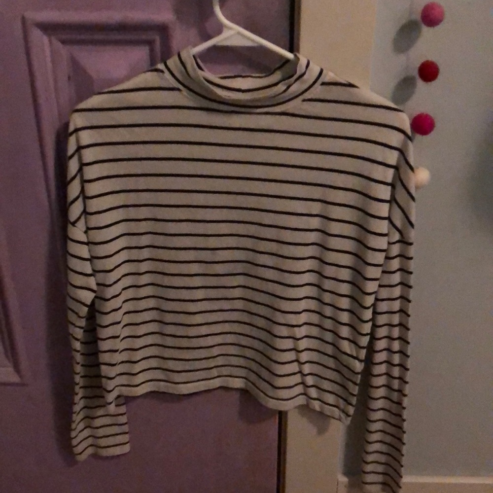 White and black striped top